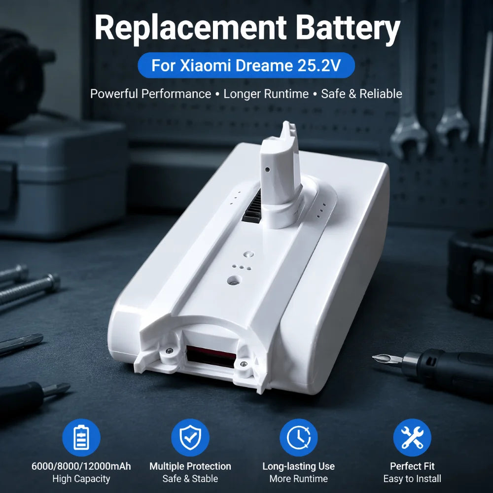 2026For Xiaomi Dreame V8 V9 V10 Lithium Battery 6000-12000mAh 25.2V Replacement
