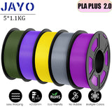 JAYO 3D Printer Filament  PETG PLA HSMPETG PLA PLUS 1.75mm 5Rolls 3D Printing Materials for 100% No Bubble &FDM 3D Pen DIY Gift