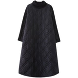 Autumn Winter plus Size Loose Slimming Color Cotton Thiened Warm Splicing Long Dr Faionable High Collar Dr