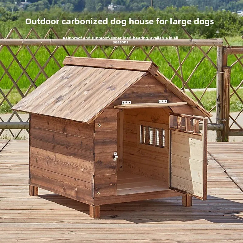 Outdoor Dog House Waterproof Winterproof Wooden Dog Villa Warm Shelter for Dogs Cats