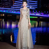 Evening Gown High-end Banquet Niche Light Luxury Host Steel Companion Conductor Choir Performance Costume Women's Long Dress WLF