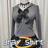 Kawaii Women T-Shirts Jirai Kei Lolita Y2K Cute Japanese Style Blouse Elegant Long Sleeve Sweet Tops Casual Aesthetic Shirt 2025