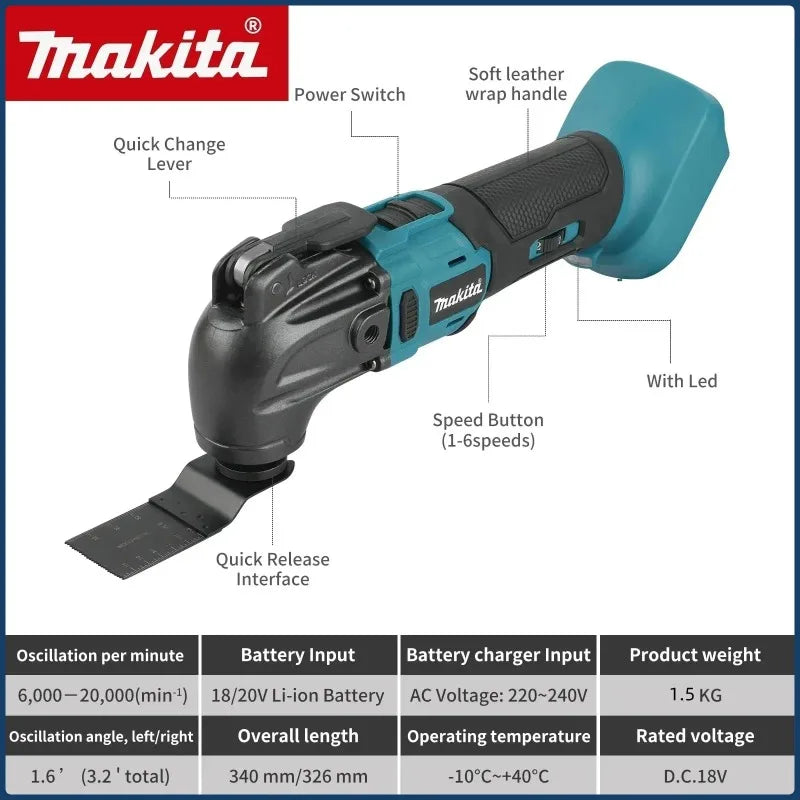 Makita Brushless Quick Release Oscillating Cordless  Multi-Functional Electric Trimmer Quick-Change Compatible Tool