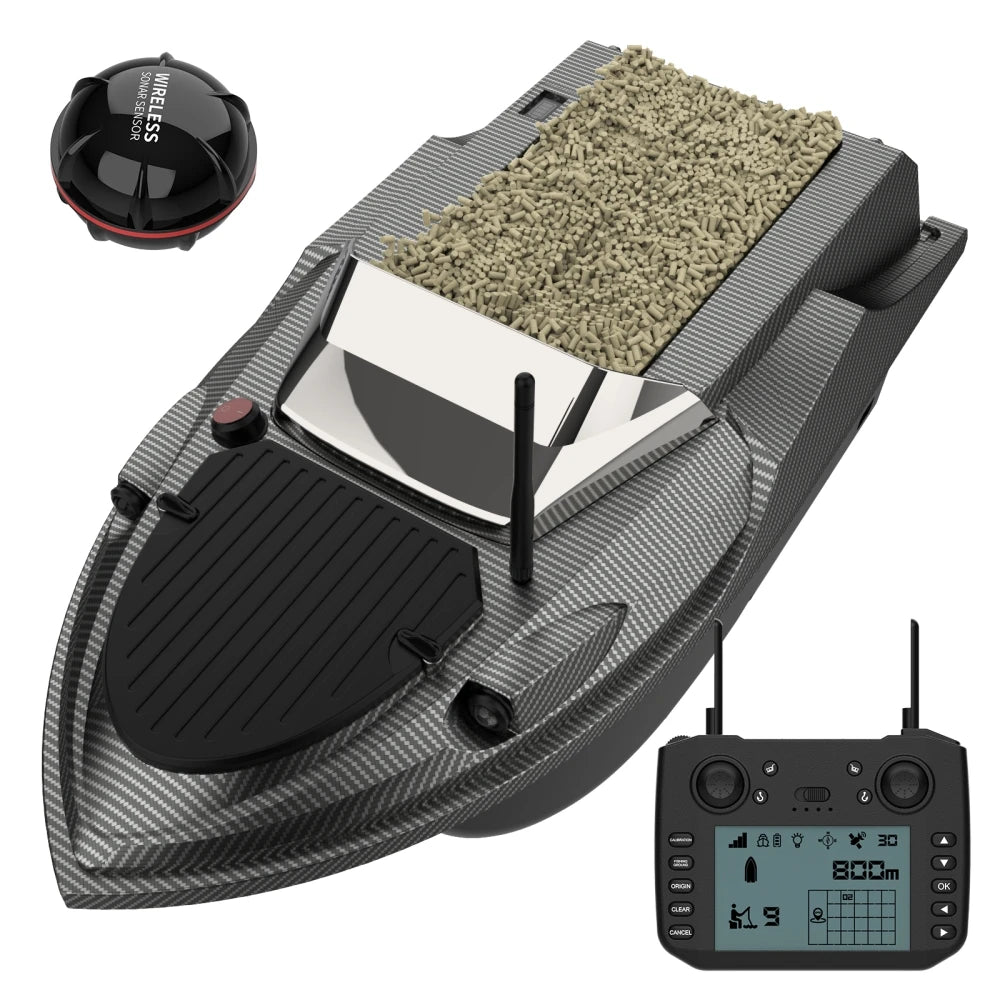 Flytec V080 GPS Carp Fishing Bait Boat 800M 180 Points 12V High Speed RC Bait Boat With Sonar Fish Finder
