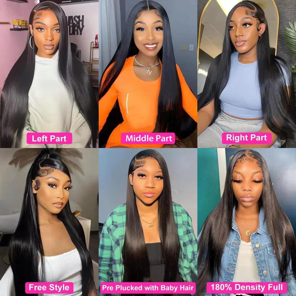 Bone Straight Hd Lace Frontal Wig 13x6 Lace Front Wig Human Hair 30 40 Inch Transparent Lace Pre Plucked Wigs 13x4 HD Lace Wig