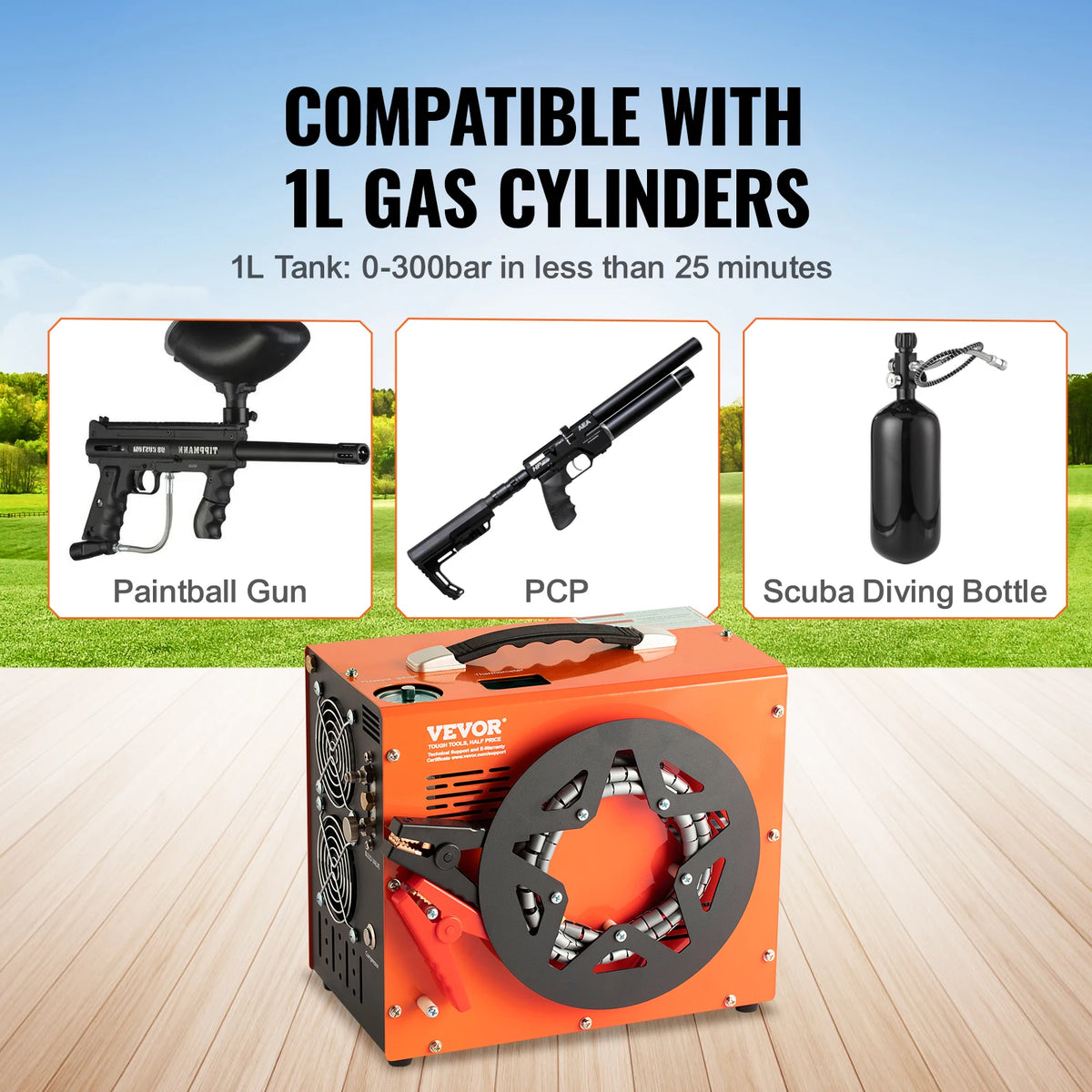 SucceBuy PCP Air Compressor 4500PSI/30Mpa Portable PCP Pump Compressor Water-Free Air Rifle Paintball Scuba Tank Compressor