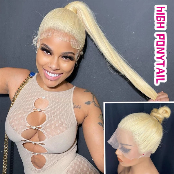 Bone Straight 360 Full Lace Wig Human Hair Brazilian 613 Honey Blonde