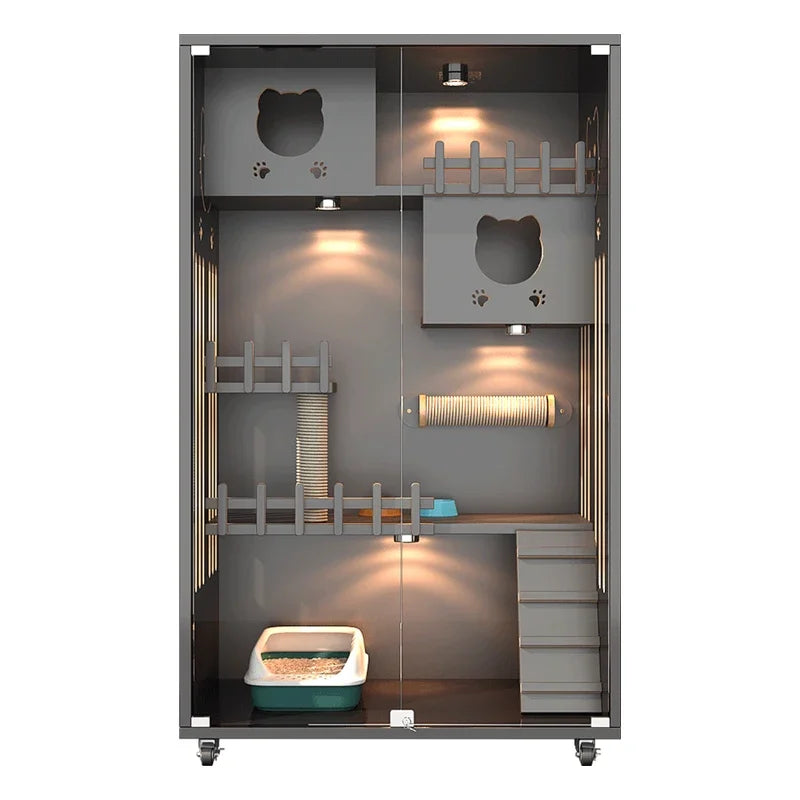 Postmodern Factory Manufacturer Hot Selling Pet Cages&houses Multi Function Cat Cage Large Pet Furniture Solid Wood Cat Villa
