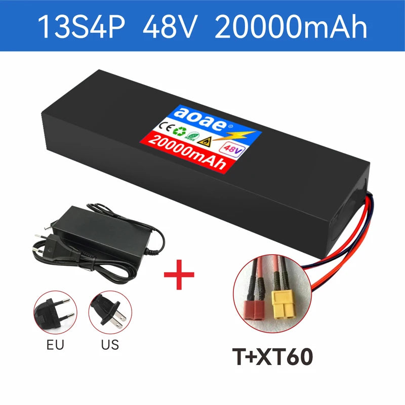 48V Electric Scooter Battery 20Ah 18650 Grade-A Cells 13S4P Built-in BMS T-XT60 for Kugoo M4 M4Pro Max Speed Series