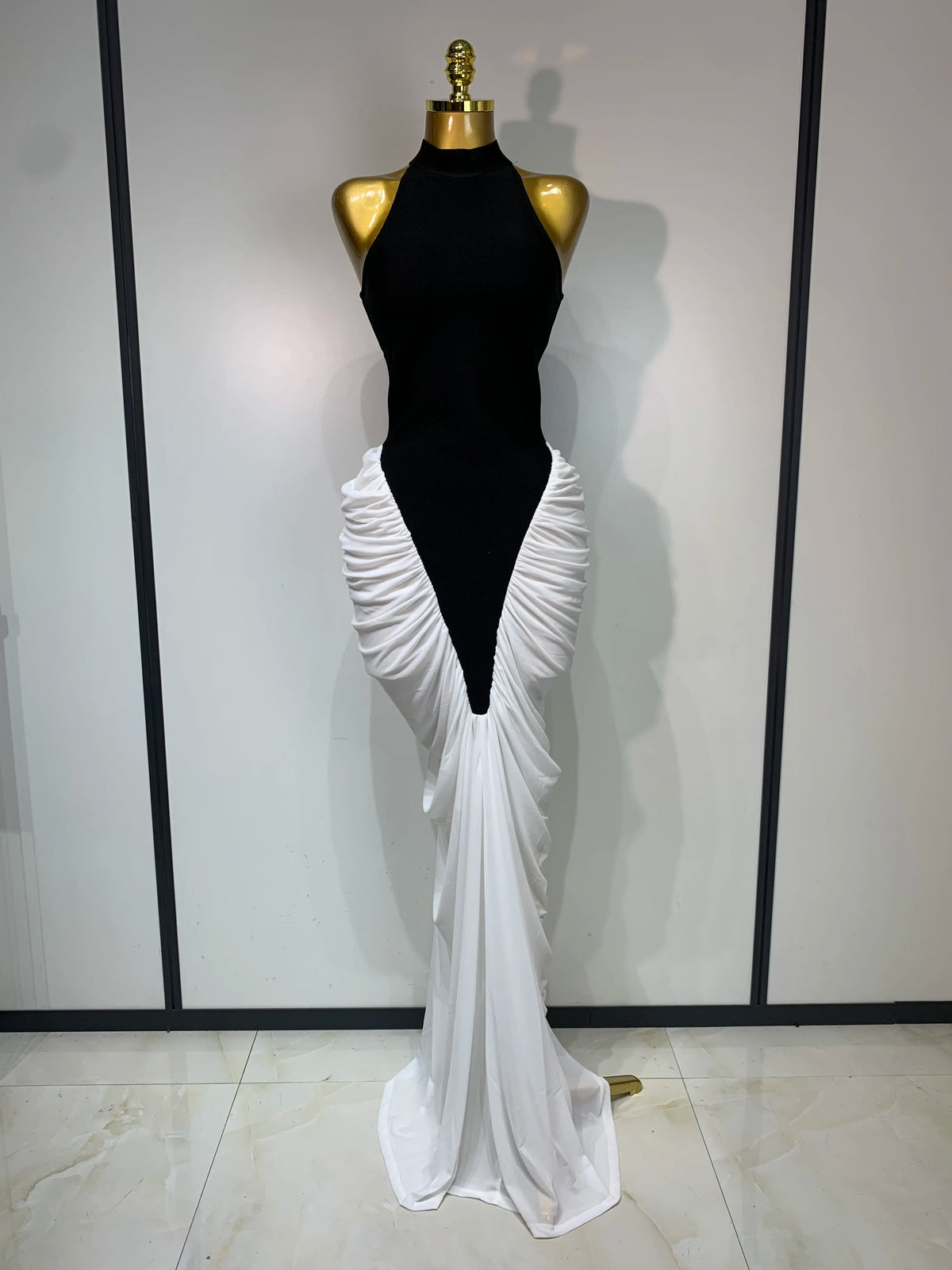 Patchwork Sleeveless Maxi Long Dress Women Fashion Contrast Color Ruched Bodycon Fancy Club Evening Party Birthday Long Dresses