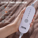 VEVOR Heated Blanket Electric Throw 100" x 90" King Size Soft Flannel Heating Blanket with 10H Timer Auto-off & 5 Heating Levels