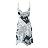 2025 Sexy Paper Print Spaghetti Straps Dress Summer Lady Dress Party Dresses For Women