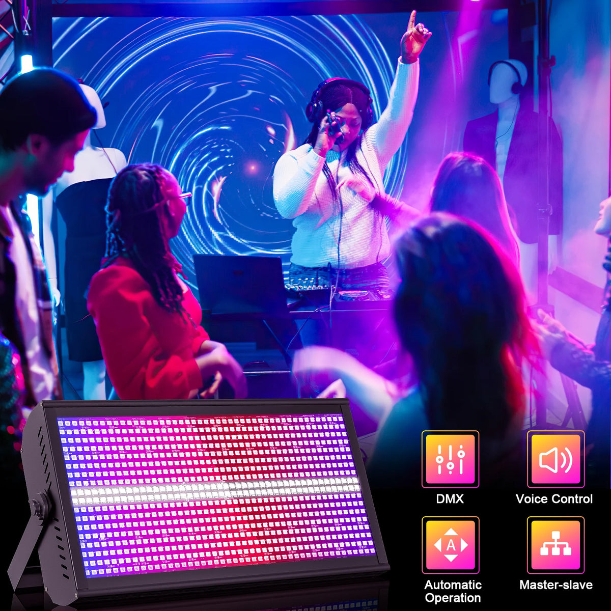 U'King 1/2Pcs 200W LED RGBW 48+8-Segment Strobe Light DMX512 Wash Stage Light Uplight DJ Lights For Party Disco Wedding Bar KTV