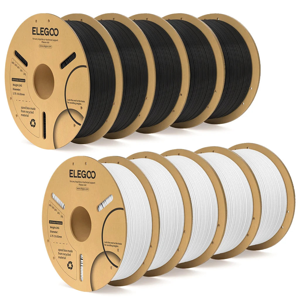 ELEGOO PLA Plus 10kg Filament 1.75mm Black 3D Printing Material Dimensional Accuracy +/- 0.02 mm Fits Most FDM 3D Printers