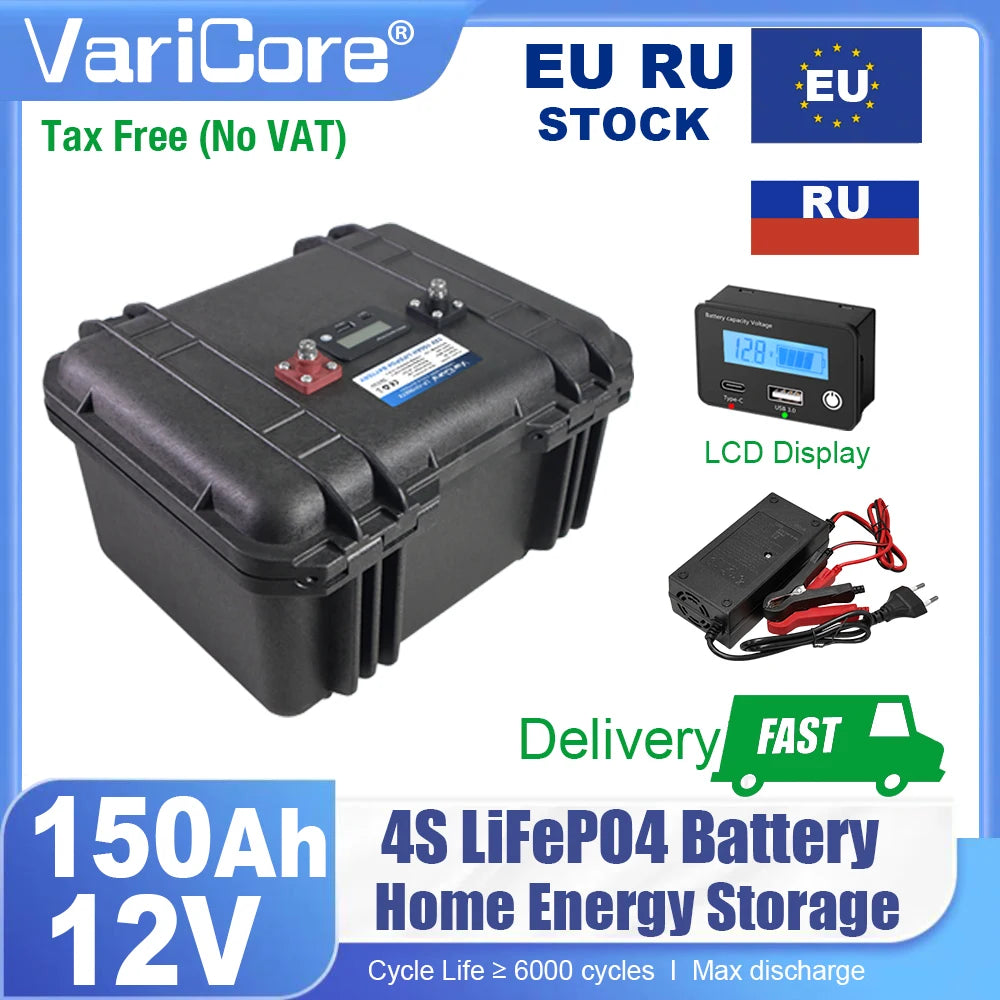 VariCore 12V/24V/36V/48V 360Ah 340Ah 180Ah 100Ah 120Ah LiFePO4 Battery for 4s 8s 10s 16s Solar Touring Car Golf Cart Duty-free