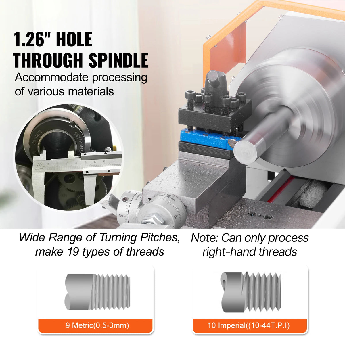 SucceBuy Brushless Mini Metal Lathe  7''x16'' / 180mm*400mm 800W Digital Display Continuously Variable Metalworking Turning