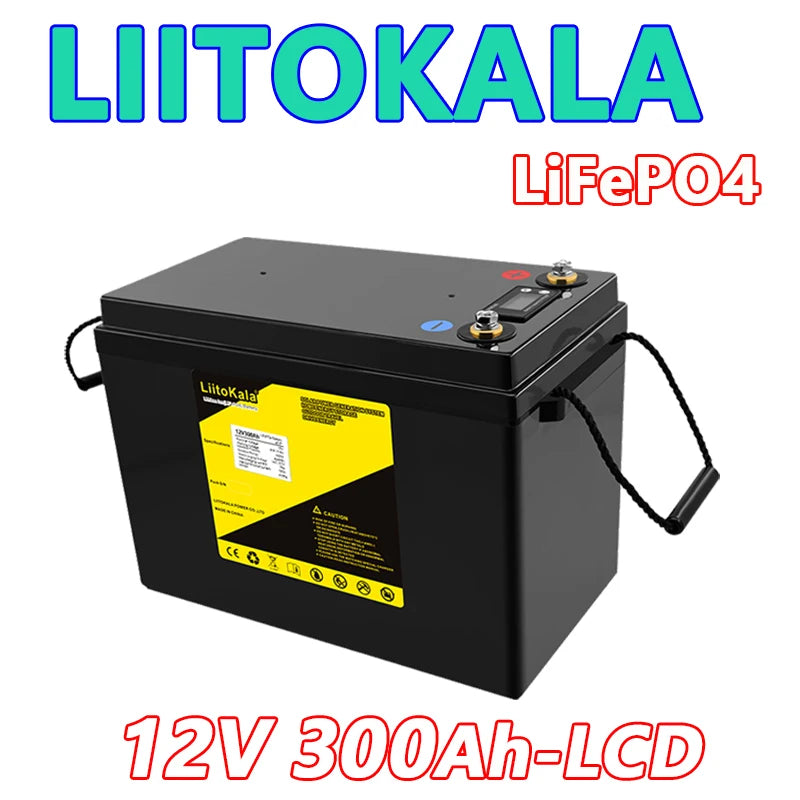 LiitoKala 12V 300Ah 200Ah LiFePO4 Battery 100Ah 120Ah 150Ah Campers Waterproof Golf Cart Battery Off-Road Off-grid Solar Energy