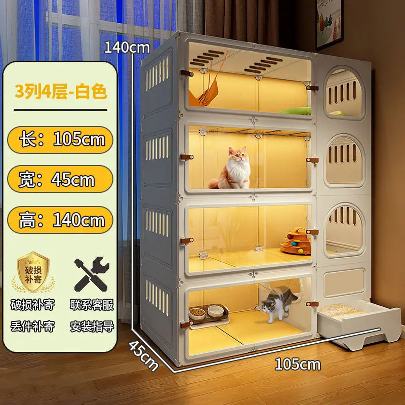 Cat Villa with Toilet Drawer Integrated Dog Cage Indoor Extra Large Space Home Cat Bed and Litter Box Pet Cats Cabinet Dog Nest