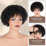 10 Inch Afro Kinky Curly Bob Wig With Bangs Curly Pixie Cut Glueless Wigs Machine Made Brazilian Human Hair Wigs For Black Women
