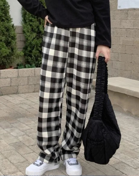 Ins Trendy Korean Style Women Ice Silk Straight Pants, Spring Autumn New Draped Slim All-Match Student Commute Trousers