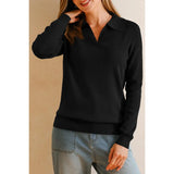 Women's POLO shirt, spring sweater, business casual wear, summer fashion.