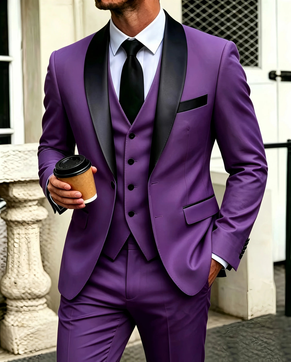 3 Pieces Set Formal Slim Fit Tuxedo Prom Suit Men Groom Wedding Blazers High Quality Groomsman Business Banquet Party Suit