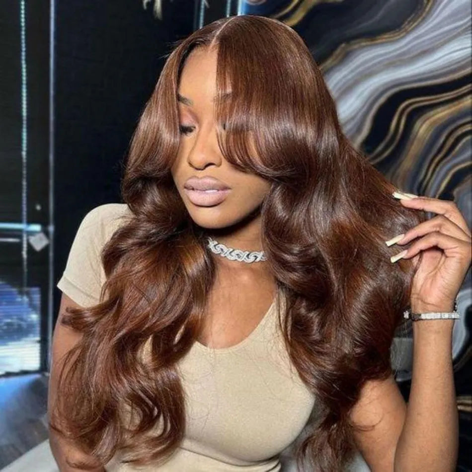 13X6 Hd Lace Frontal Wig Chocolate Brown Human Hair Wigs Body Wave Lace