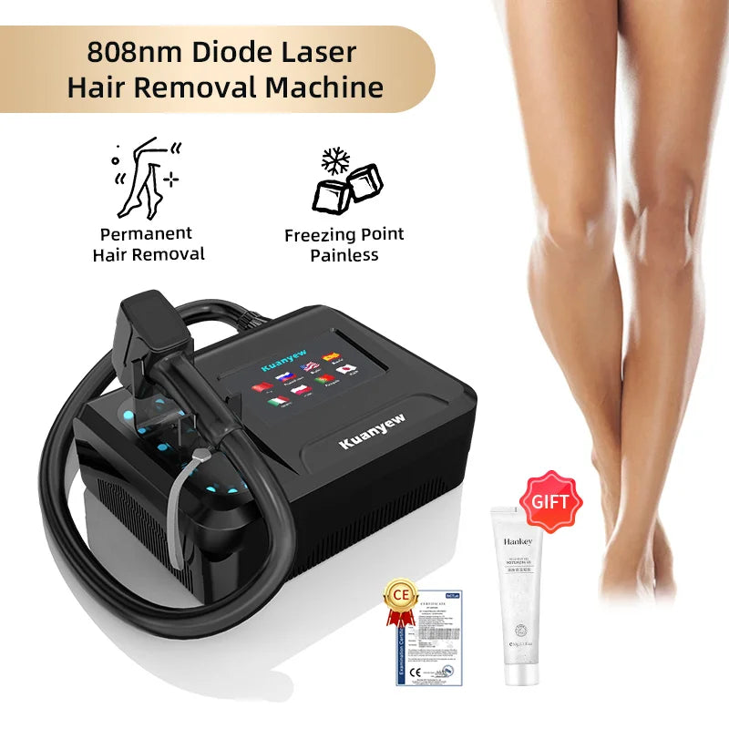 Profession 808nm Diode Laser Hair Remover Freezing Point Painless Hair Removal Skin Rejuvenation For Face And Body Laser