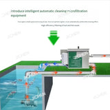 HS Home Aquarium Fish Pond Smart 5t/h Drum Filter Small Automatic Backwash Drum Filter Koi Pond