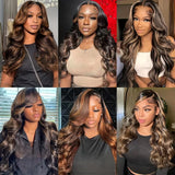 P1B30 Highlight Ombre Body Wave Human Hair Wigs 13X6 Hd Lace Frontal Wig