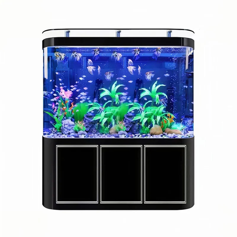 All-in-One AquariumStylish Double Rounded Corner Glass Bar Aquarium Perfect Eco-Aquarium Home Office Decoration Saltwater Freshw