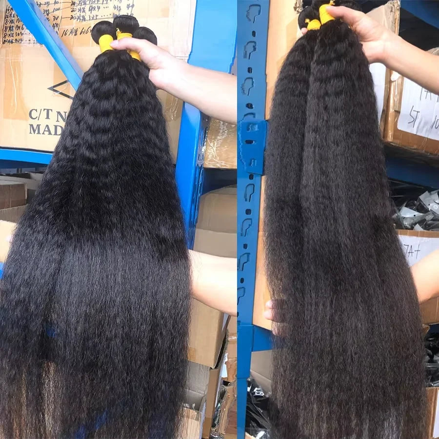 Peruvian Human Hair Bundles Kinky Straight Raw 3 4 Bundles 28 30 Inch Virgin Hair Extension For Women Sew In Quick Weave Bundle