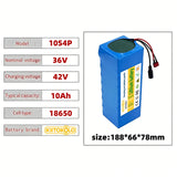 36V 10000mAh 10S4P Lithium Ion Battery Built-in BMS High Capacity Replacement Battery for 500W Electric Scooter E-Bike