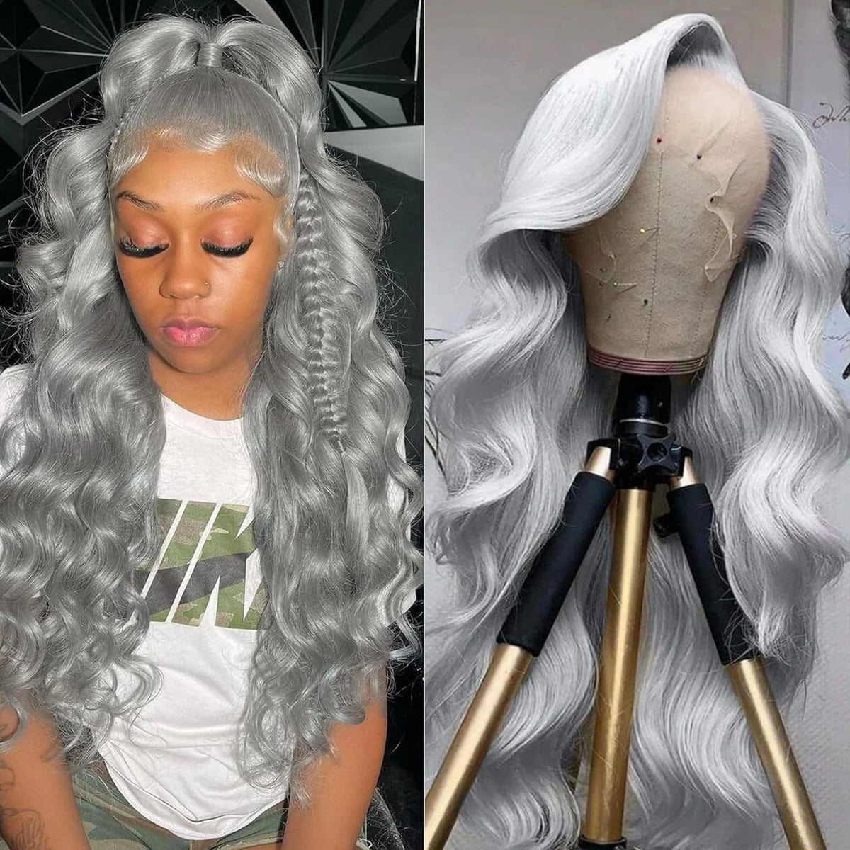 Cosplay Body Wave Silver Grey 13X4 Lace Front Wigs Human Hair 13x6 HD Lace Front Wigs Remy Brazilian 613 Colored Human Hair Wigs