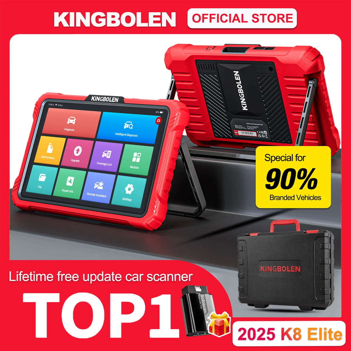 2025 KINGBOLEN K8 Elite Bidirectional Car OBD2 Diagnostic Scanner,CANFD DOIP ,34+ reset, with Active Tests PK X431 PRO ELITE