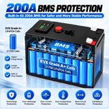 LIFEPO4 12V 21700 300AH Battery Is Integrated with BMS 200A for RV Solar External Rechargeable Network Lithium Iron Phosphate