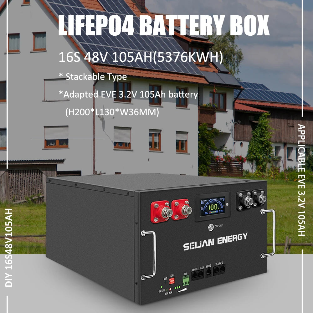 Selianenergy DIY Kits Box 48V 100Ah/105Ah LiFePO4 Battery Case With 16S 100A BMS for Solar Energy Storage For DIY 5kwh PL Stock