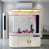 All-in-One AquariumNew Bullet Glass Luxury Fish Tank 600L Smart Ultra Quiet Eco-Friendly Easy To Clean Living Room Aquarium Dry/