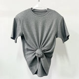 Women's t-shirt 2025 summer New elastic knitted short sleeved top 3D flower decorated round neck pullover pure cotton crop top