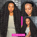 Curly ≥98% Human Hair Wigs 200% Real Density Water Deep Wave 13x6 13x4 HD Lace Front 360 Transparent Lace Frontal Wigs For Women 30 40 Inch Pre Plucked Lace Wigs Local Warehouse In The Us Ships Within Brazilian