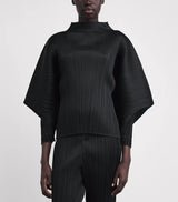 Miyake Pleated Skyline High-Neck Long Sleeves Top