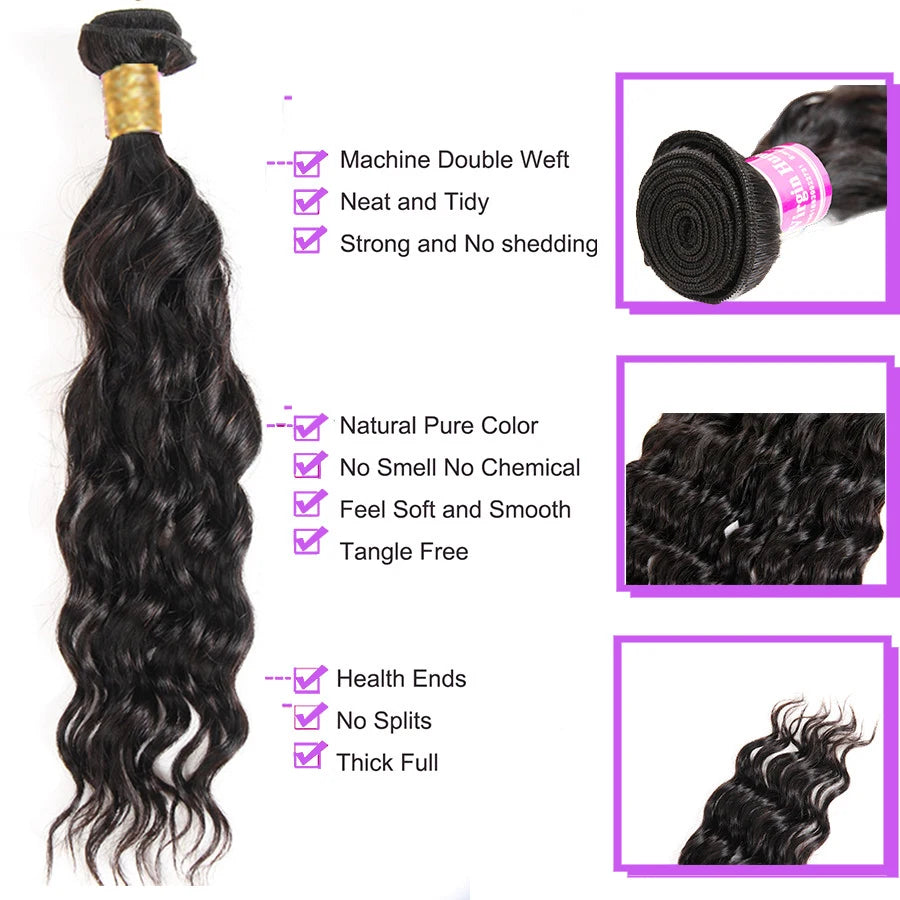 Indian Natural Wave Hair 1/3/4 Bundles Deal Real Virgin Raw Human Hair Weave Extension Double Wefts Can Be Colored Dyed 8-40Inch