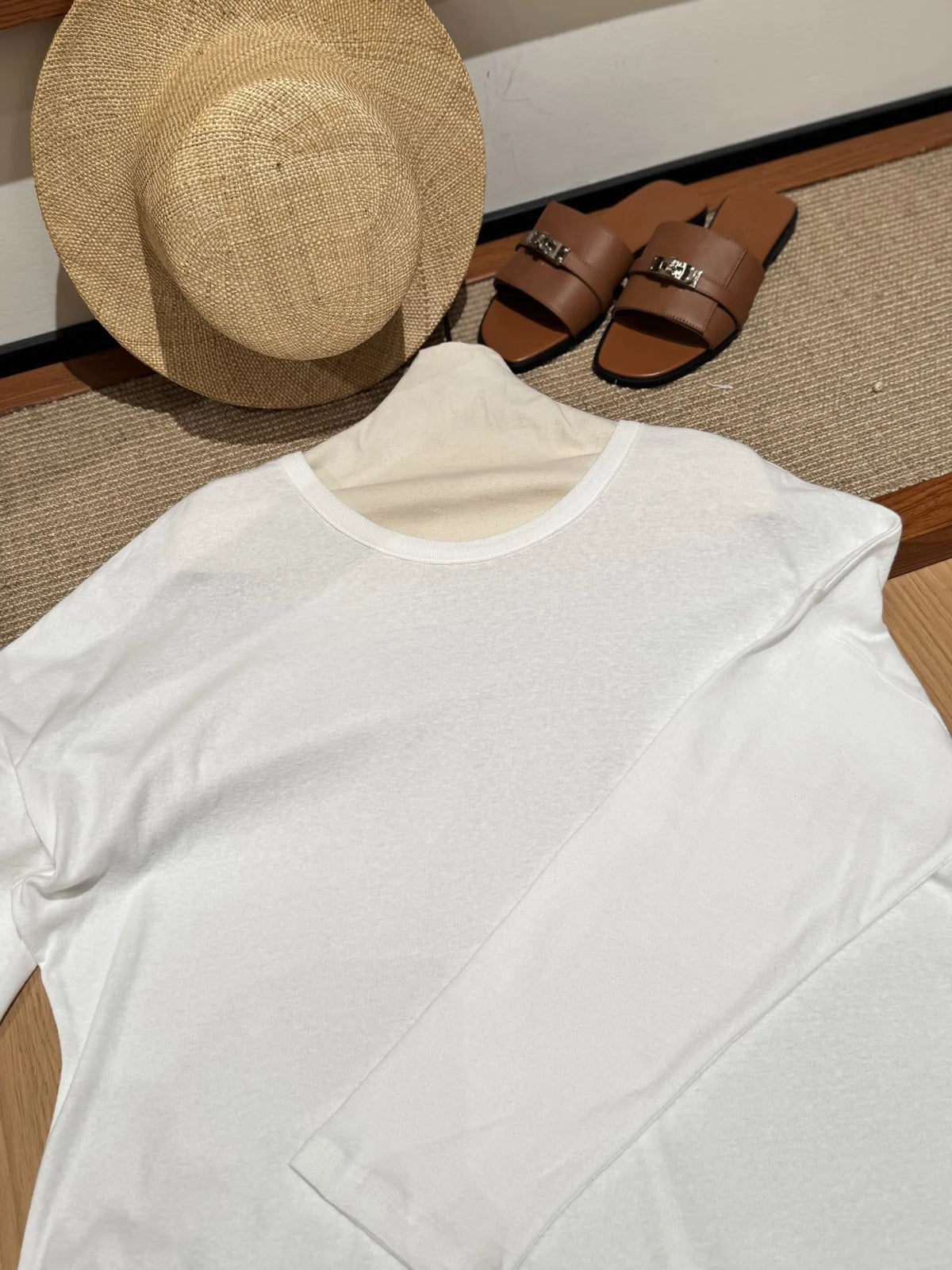 2026 Spring/Summer New Cotton Snowflake Ribbed Long-Sleeved T-Shirt
