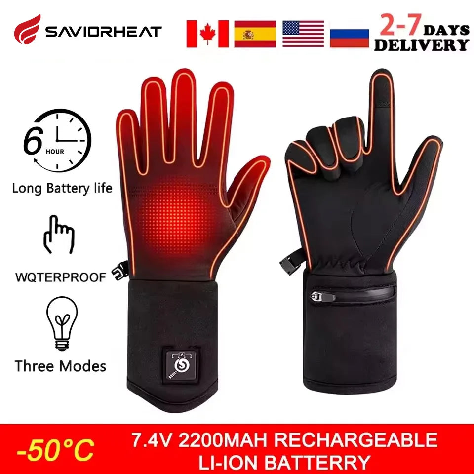 Savior Heat Electric Heated Glove Liners for Men Women Rechargeable Battery Heating Riding Ski Snowboarding Cycling Thin Gloves