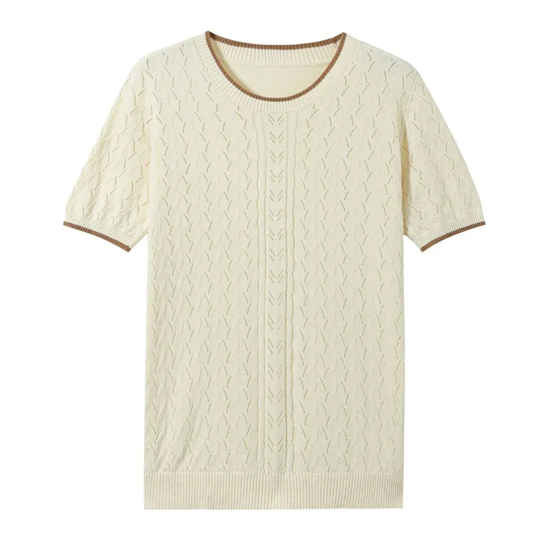 WinvyNee Summer Women‘s T-Shirt 100% Cotton Pullovers Sweaters Top Short Sleeve O neck Solid Knitwears Tops Spring A1002024