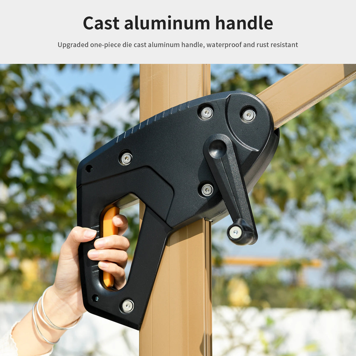 Outdoor Aluminum Garden Umbrella UV Resistant Sunshade Patio Umbrella With Base For Hotel Villa Courtyard Park Heavy DutyDurable