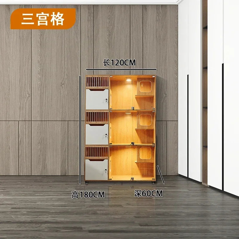Cat cage villa solid wood household  display cabinet custom  cabinet  house pet store foster breeding three-layer  h