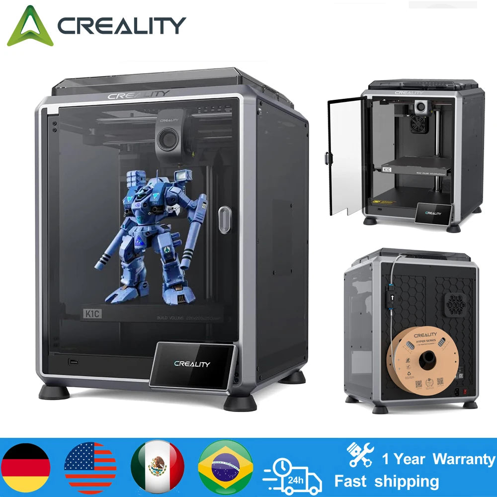 Creality K1C 3D Printer 600mm/s Auto Leveling Robust Direct Extruder Tri-Metal Nozzle 300°C Printing with AI Camera K1 3D Printe