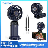 Folding Fan with Phone Stand, 5-Speed USB-C Rechargeable, LED Display Handheld & Desk Fan, Portable Fan for Outdoor Travel Gift