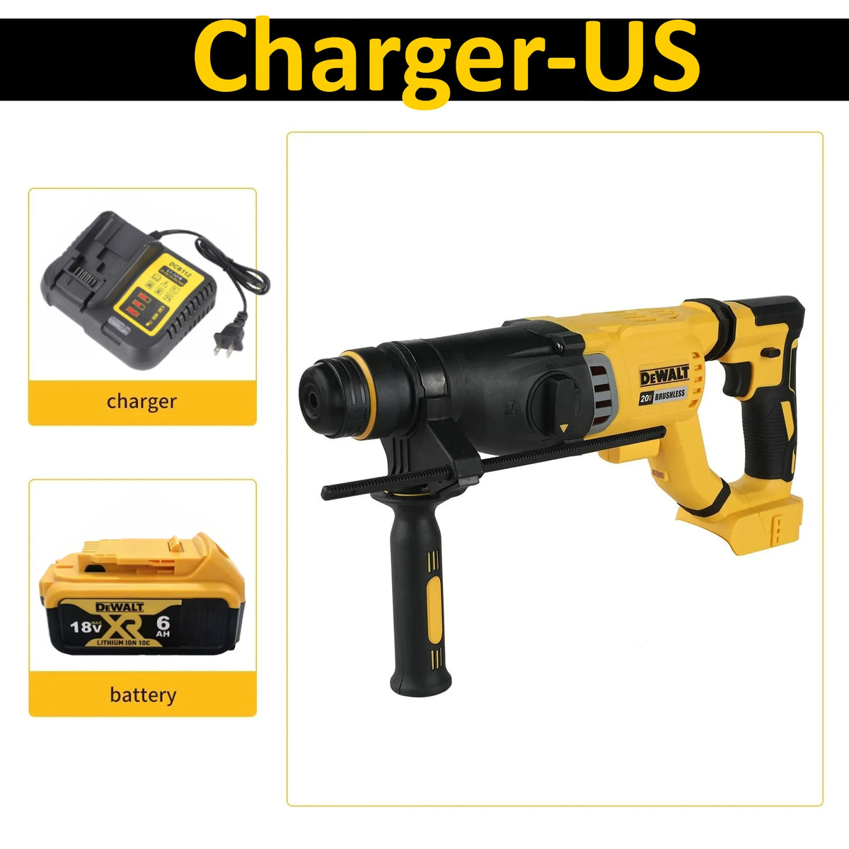 DeWALT 3-in-1 Hand-held Rotary Hammer Lithium Electric Hammer Impact Drill Brushless Cordless 20V Brushless Motor